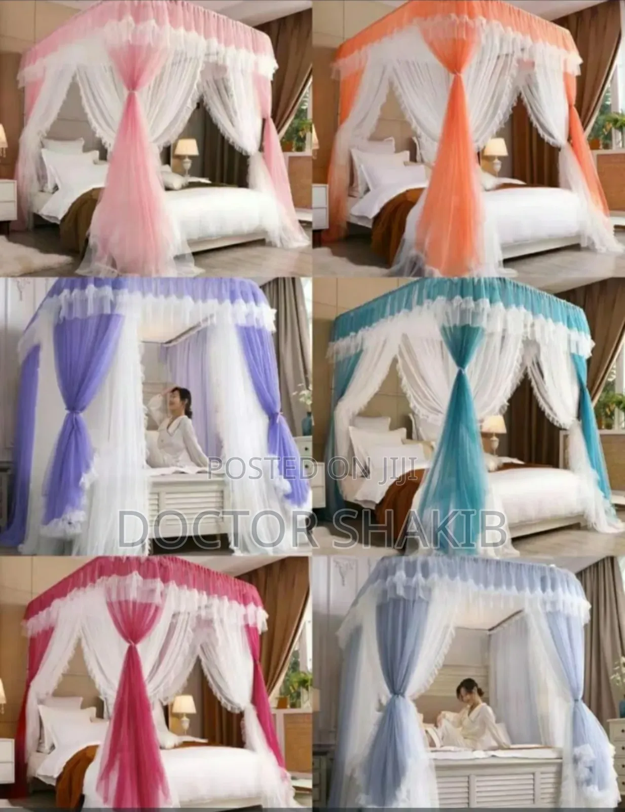 Quality Two Stand Rail Mosquito Net With Double Color