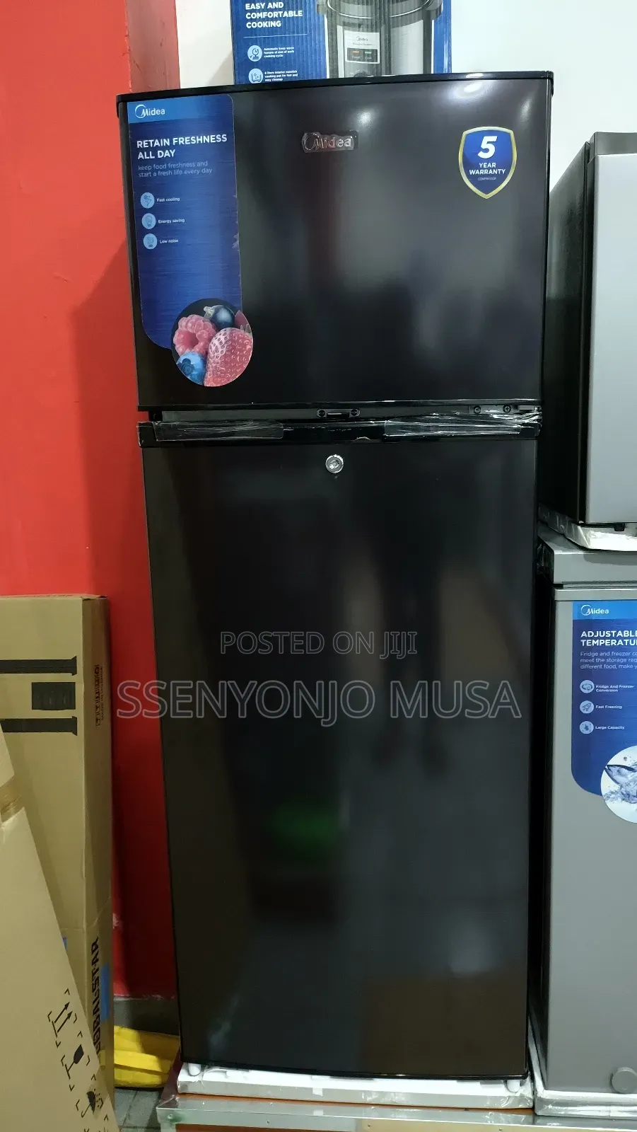 Midea 294l Double Door Fridge Freezer - Black