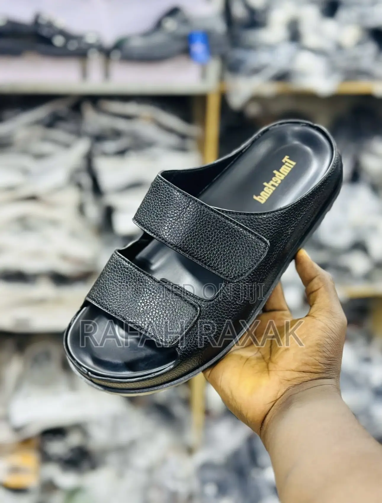 Original Black Timberland Luxury Rough Leather Sandals