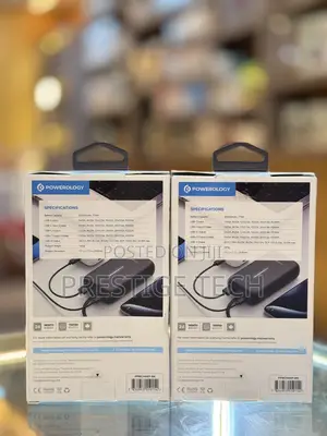 Powerology 20,000mah Power Bank 30w With Inbuilt Usb C Cable