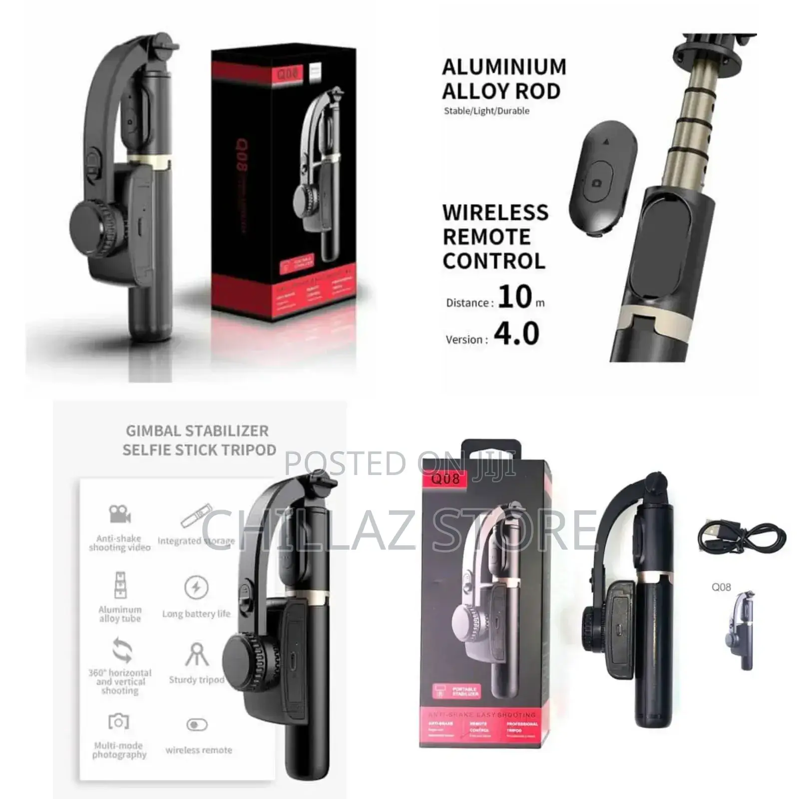 Q08 Gimbal Stabilizer With Selfie Stick.