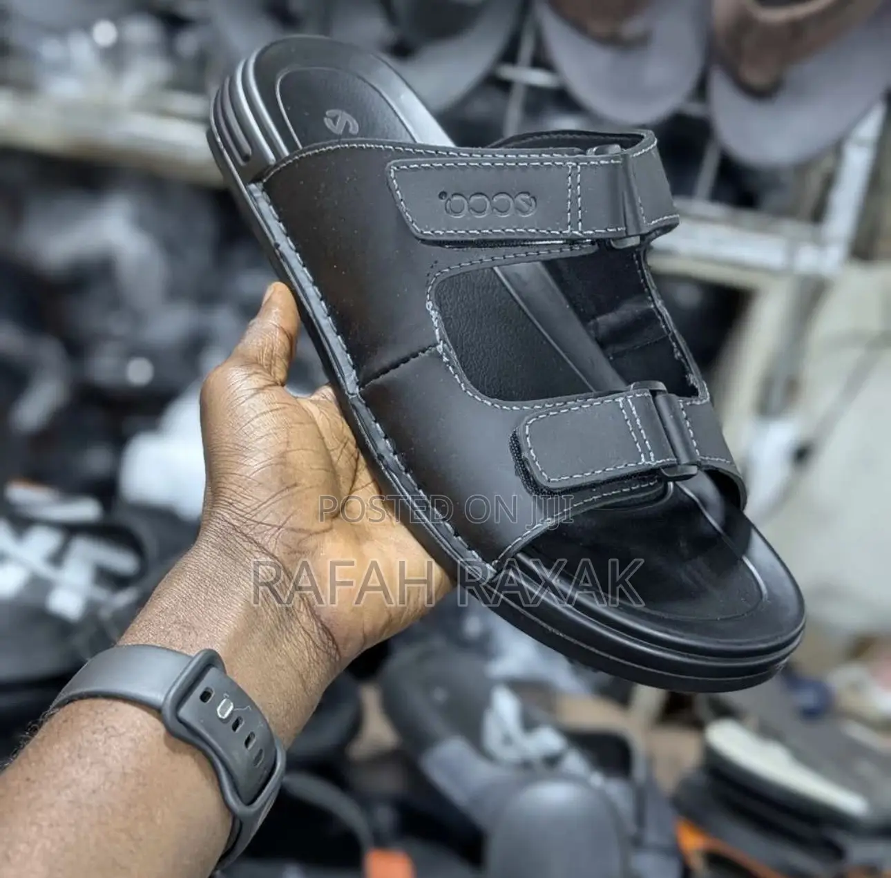Original Men’S Black Ecco Genuine Leather Sandals