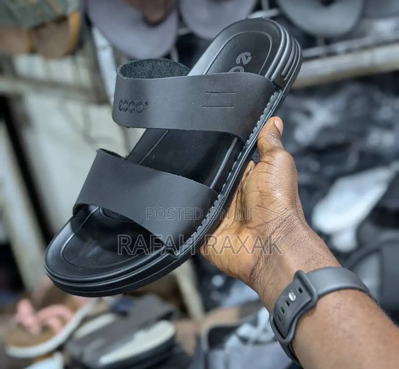Original Ecco Double Strap Leather Slipper Sandals