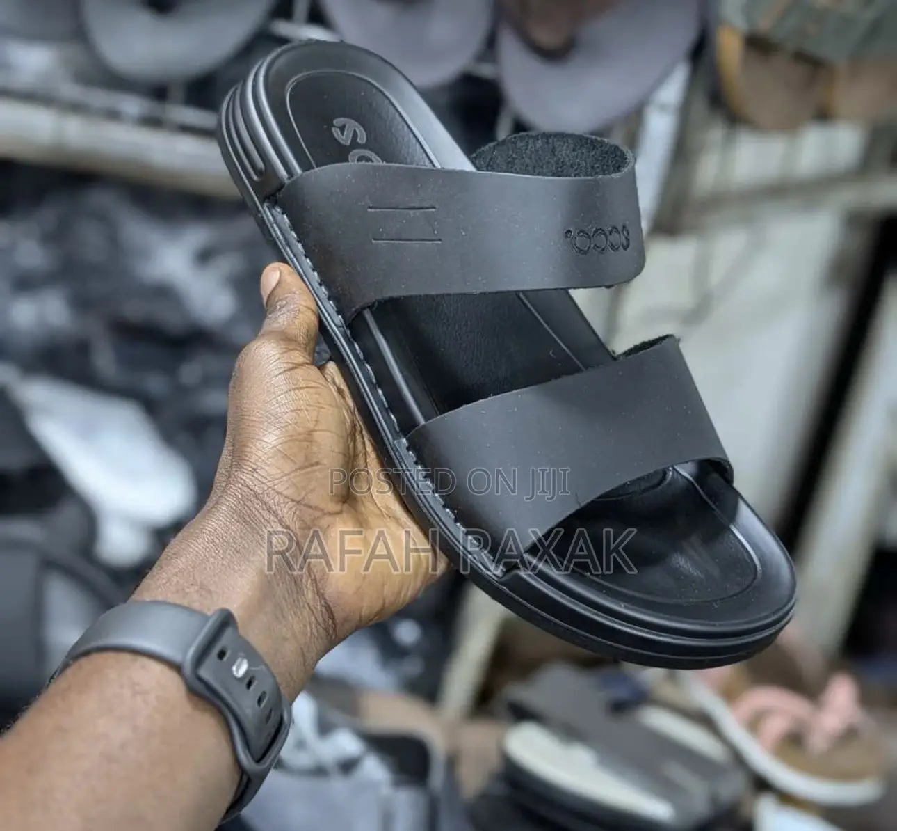 Original Ecco Double Strap Leather Slipper Sandals