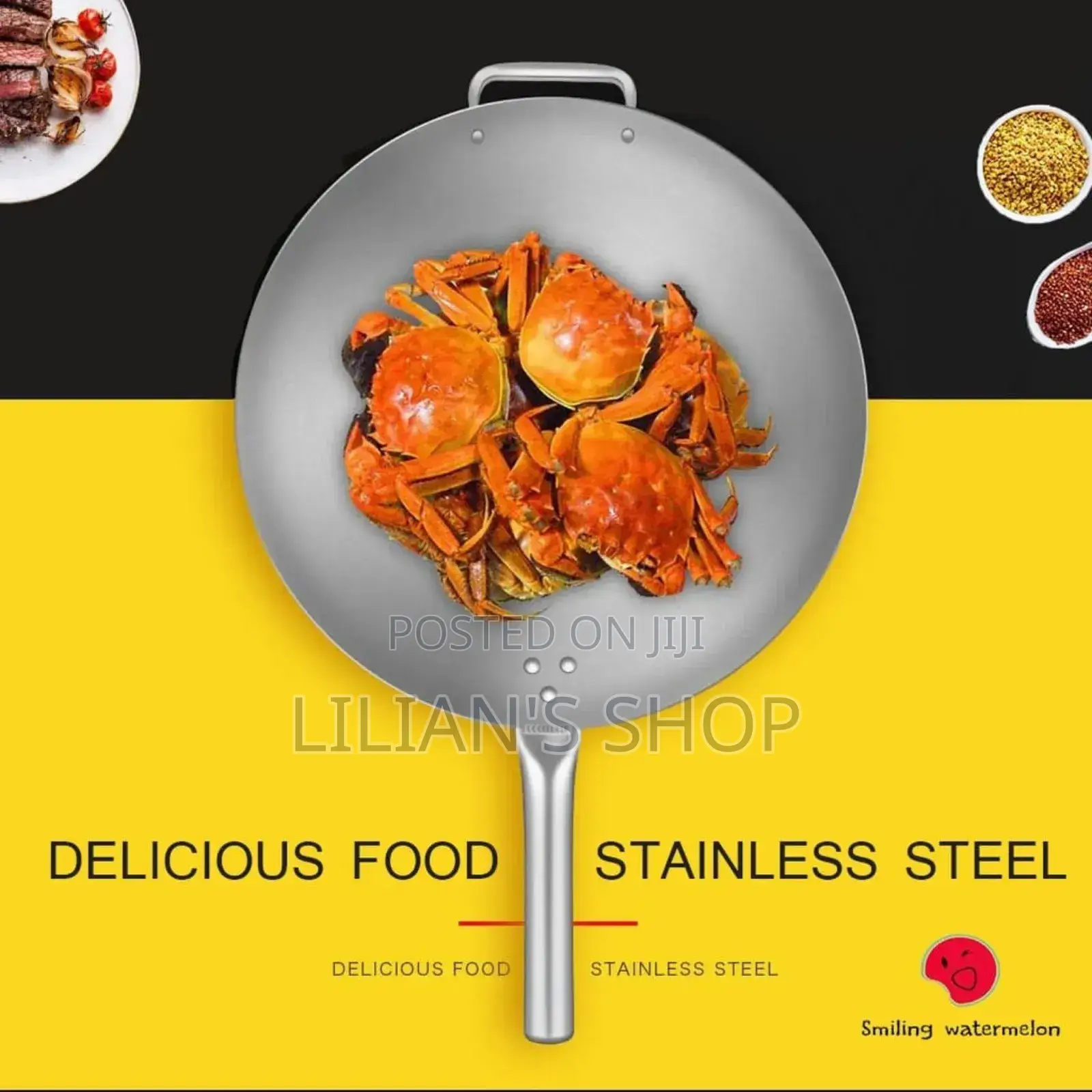 34cm Stainless Steel Frying Pan/Wok Pan