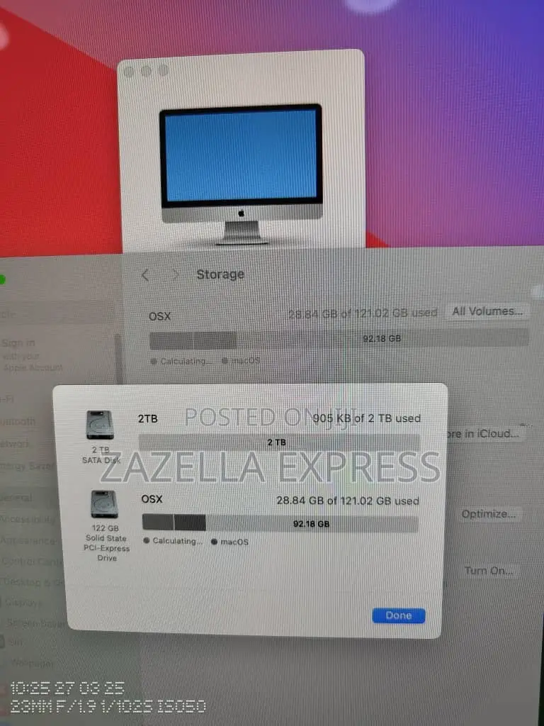 iMac 2017, Intel Core I5, 8gb Graphics 8gb Ram 128gb