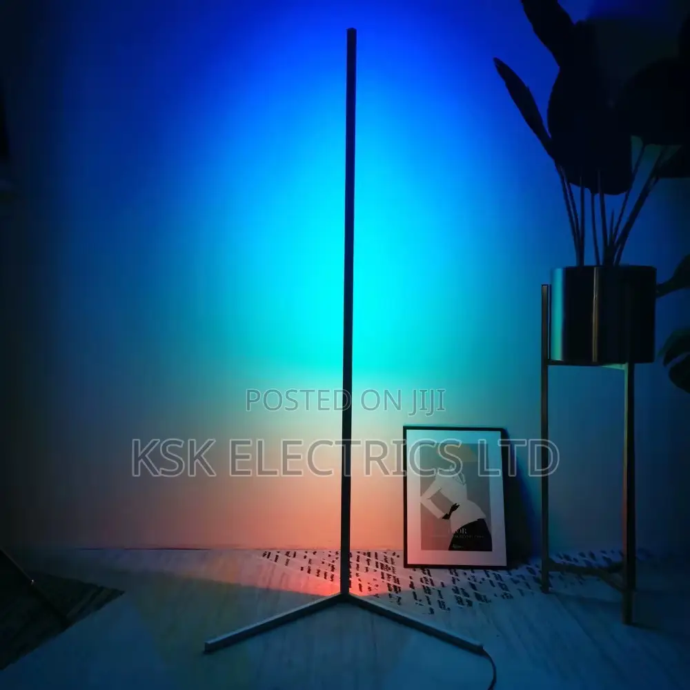 Modern Bedroom Led Corner Floor Lamp RGB Simple Black Design