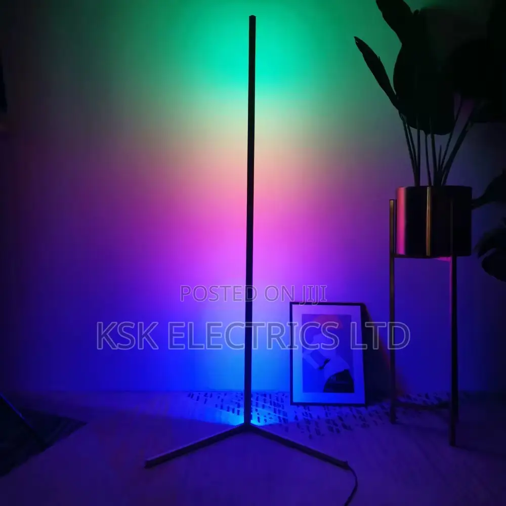 Modern Bedroom Led Corner Floor Lamp RGB Simple Black Design
