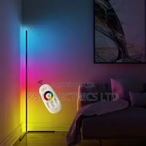 Modern Bedroom Led Corner Floor Lamp RGB Simple Black Design