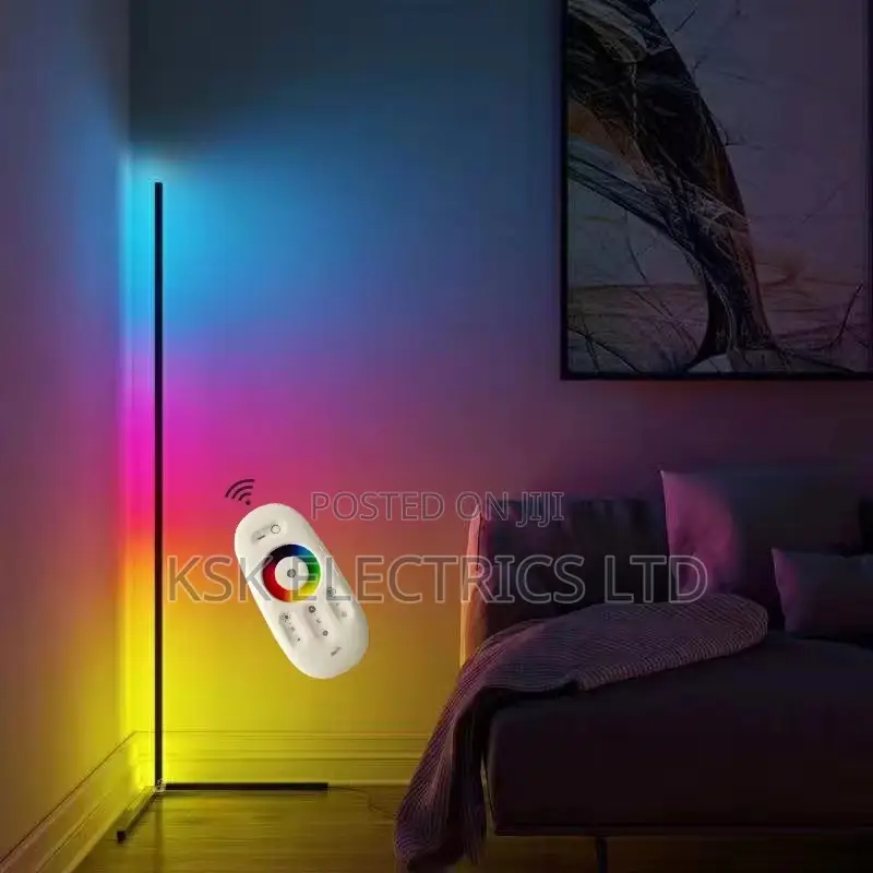 Modern Bedroom Led Corner Floor Lamp RGB Simple Black Design