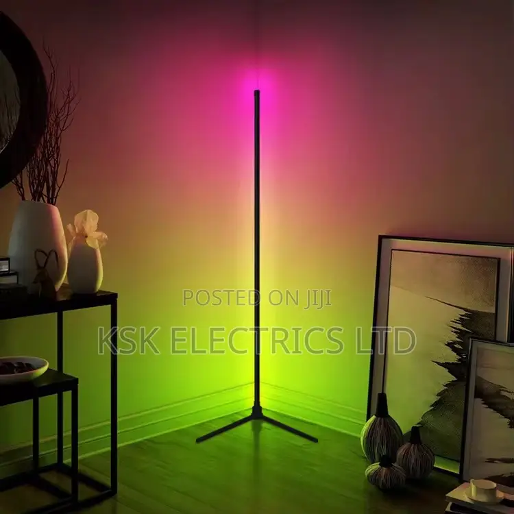 Modern Bedroom Led Corner Floor Lamp RGB Simple Black Design