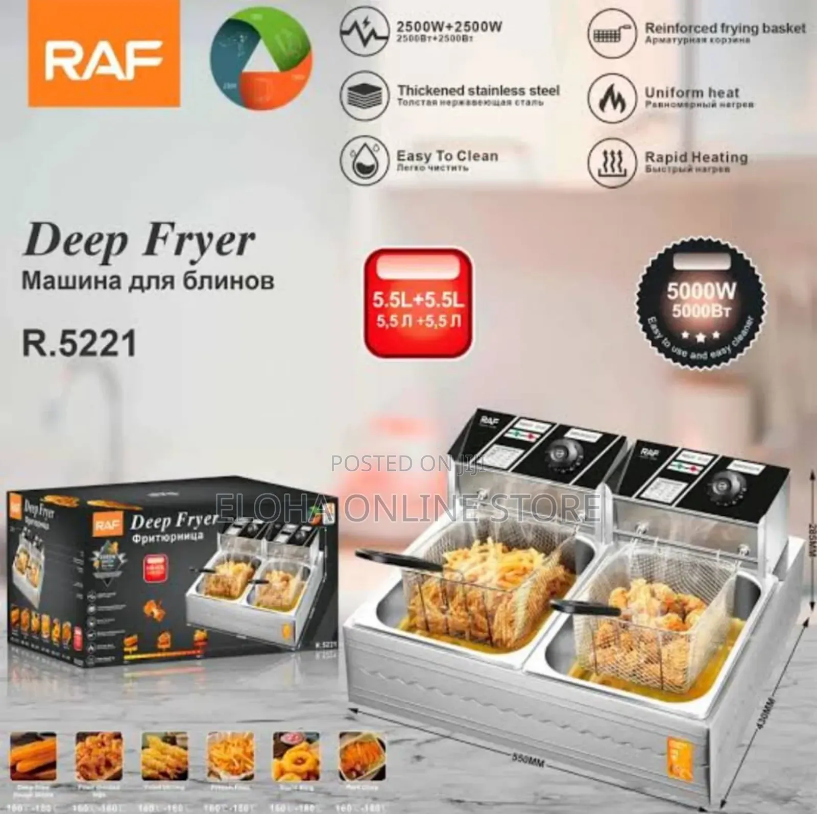 Raf Double Deep Fryer Model R.5221