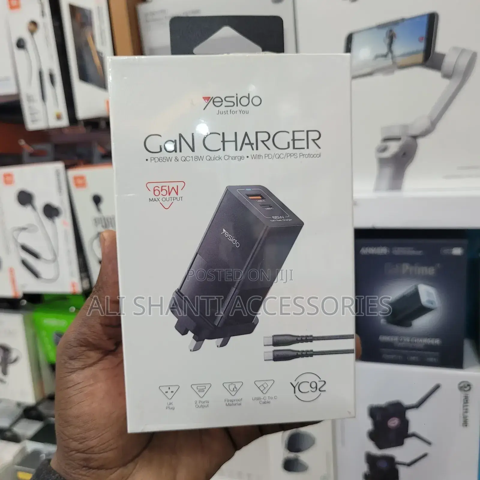 Type C 65w Yesido Gan Adapter Usb-C, Super Fast Charger