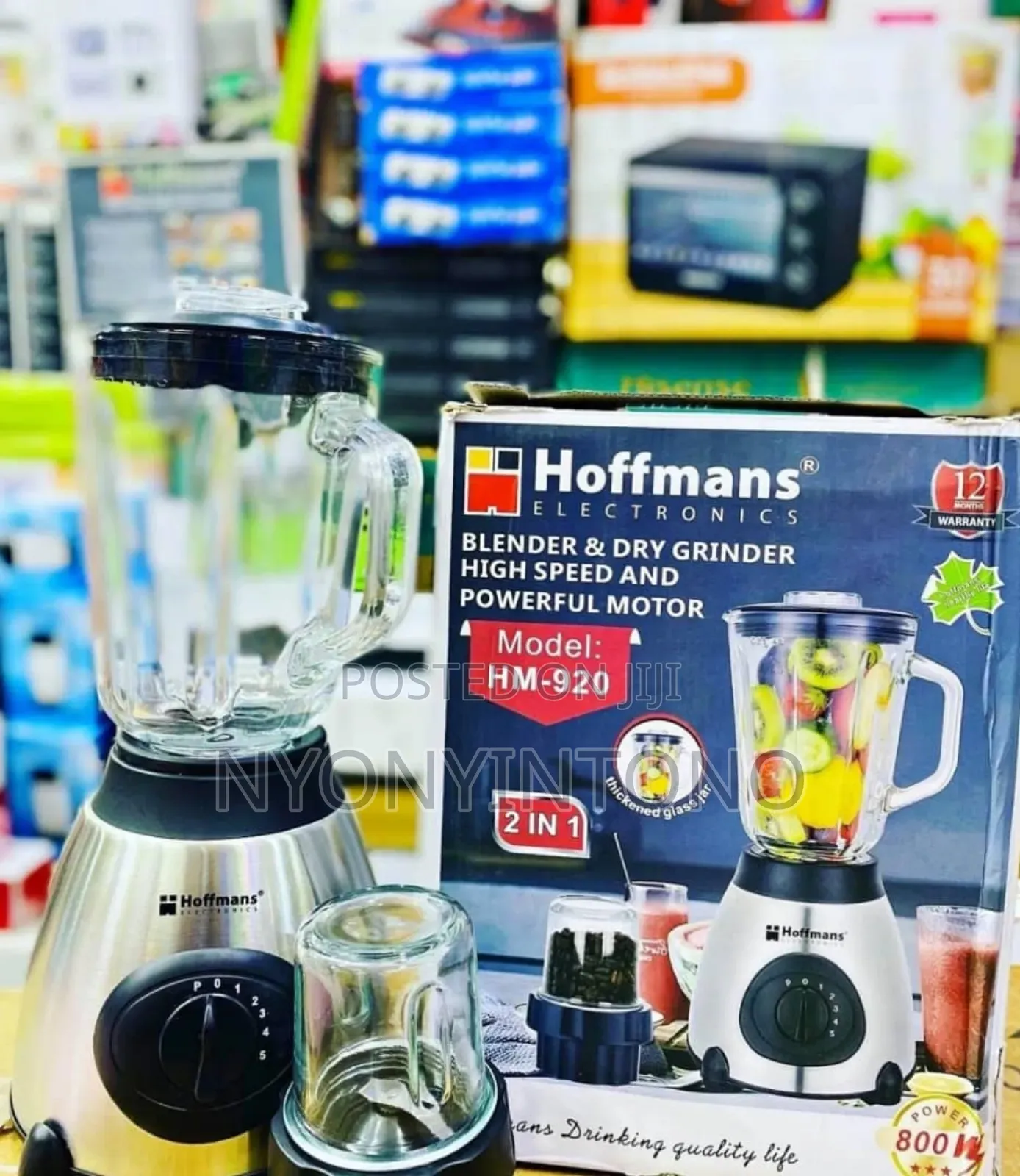 Hoffmans 2 in 1 Glass Blender With Grinder