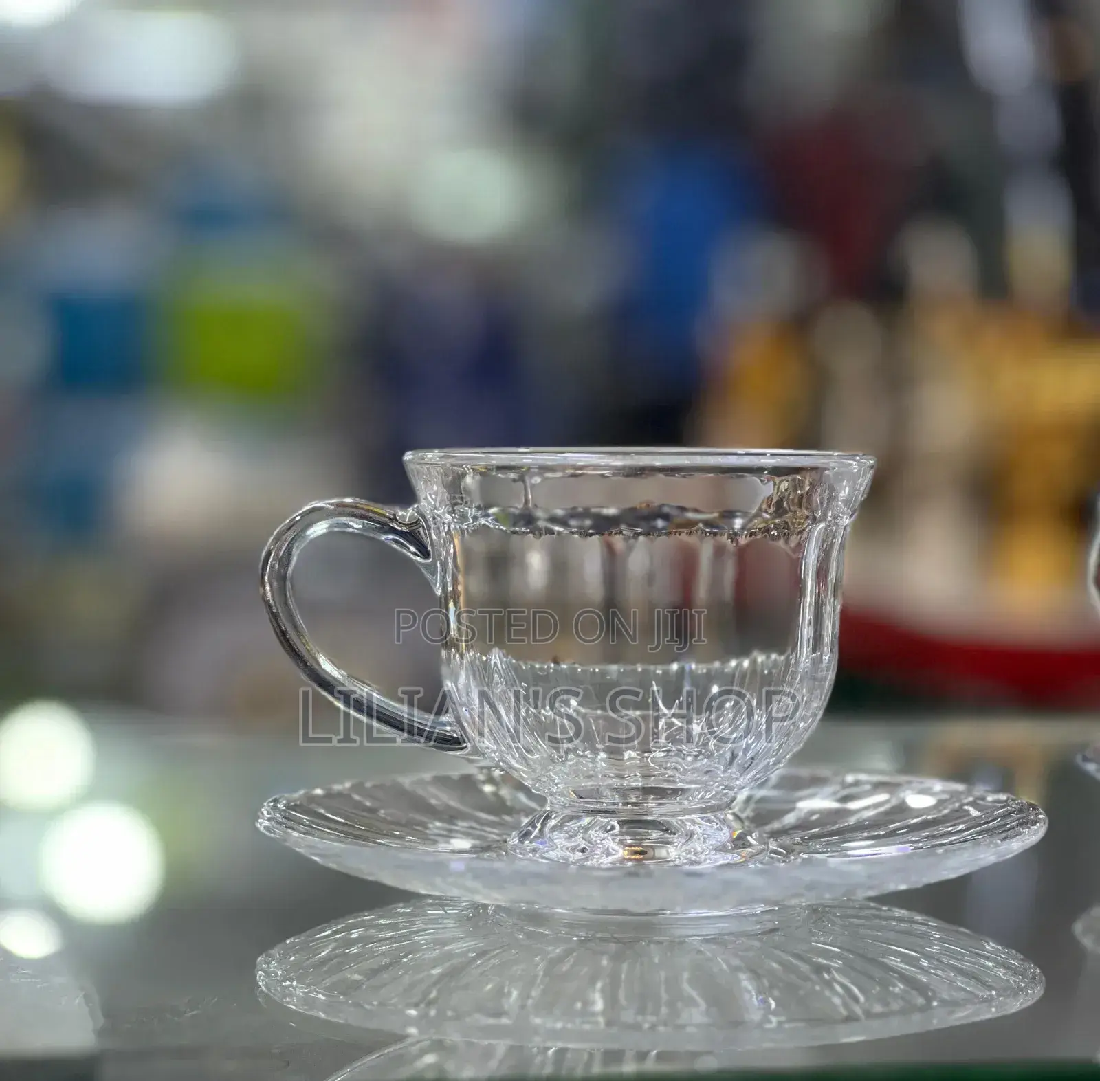 Glass Tea Cups With Saucers -Dozen