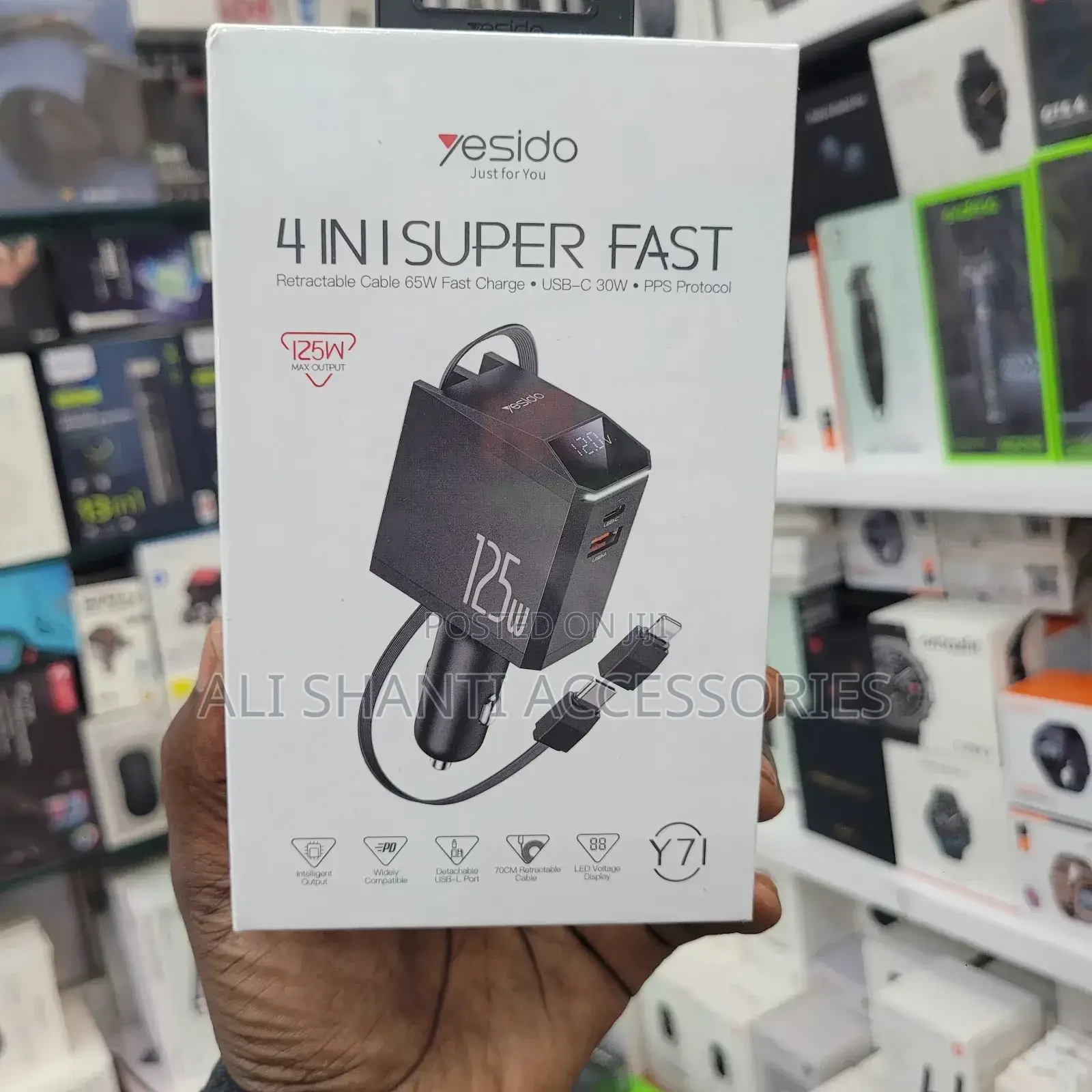 125w Yesido 4 in 1 Super Fast Car Phone Charger