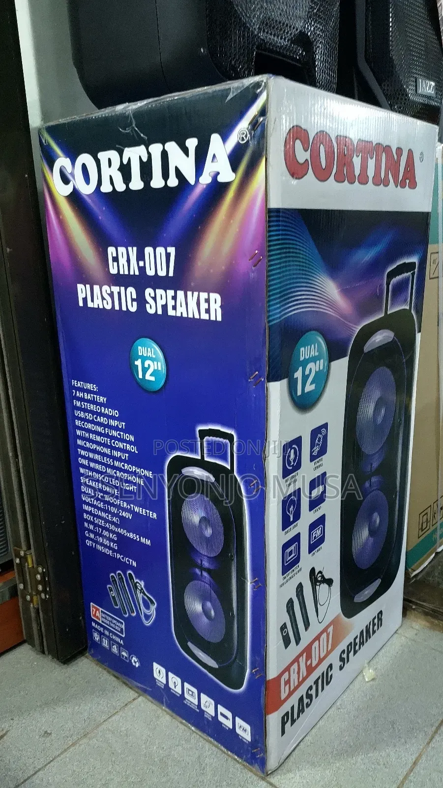 Cortina R CRX-007 12" Portable Pa Speaker With Microphones