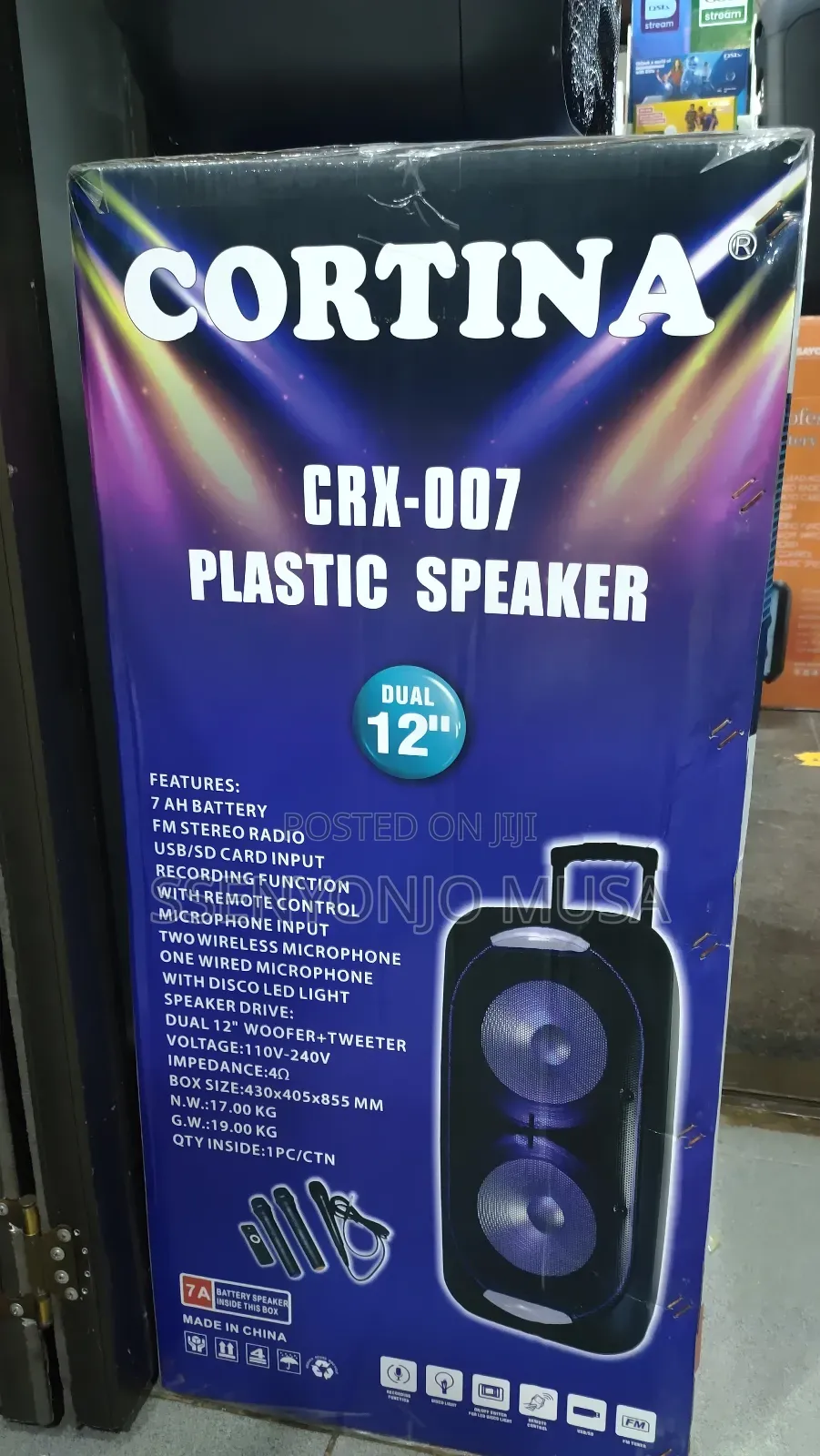 Cortina R CRX-007 12" Portable Pa Speaker With Microphones