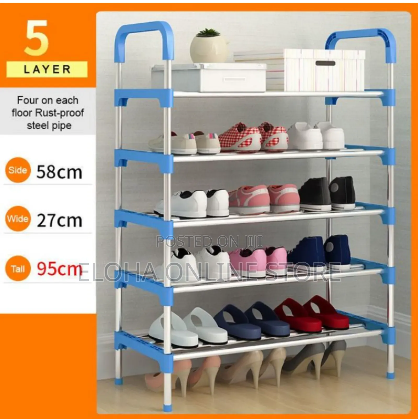 5 Layers Anti-Rust Adjustable Stainless Shoe Rack