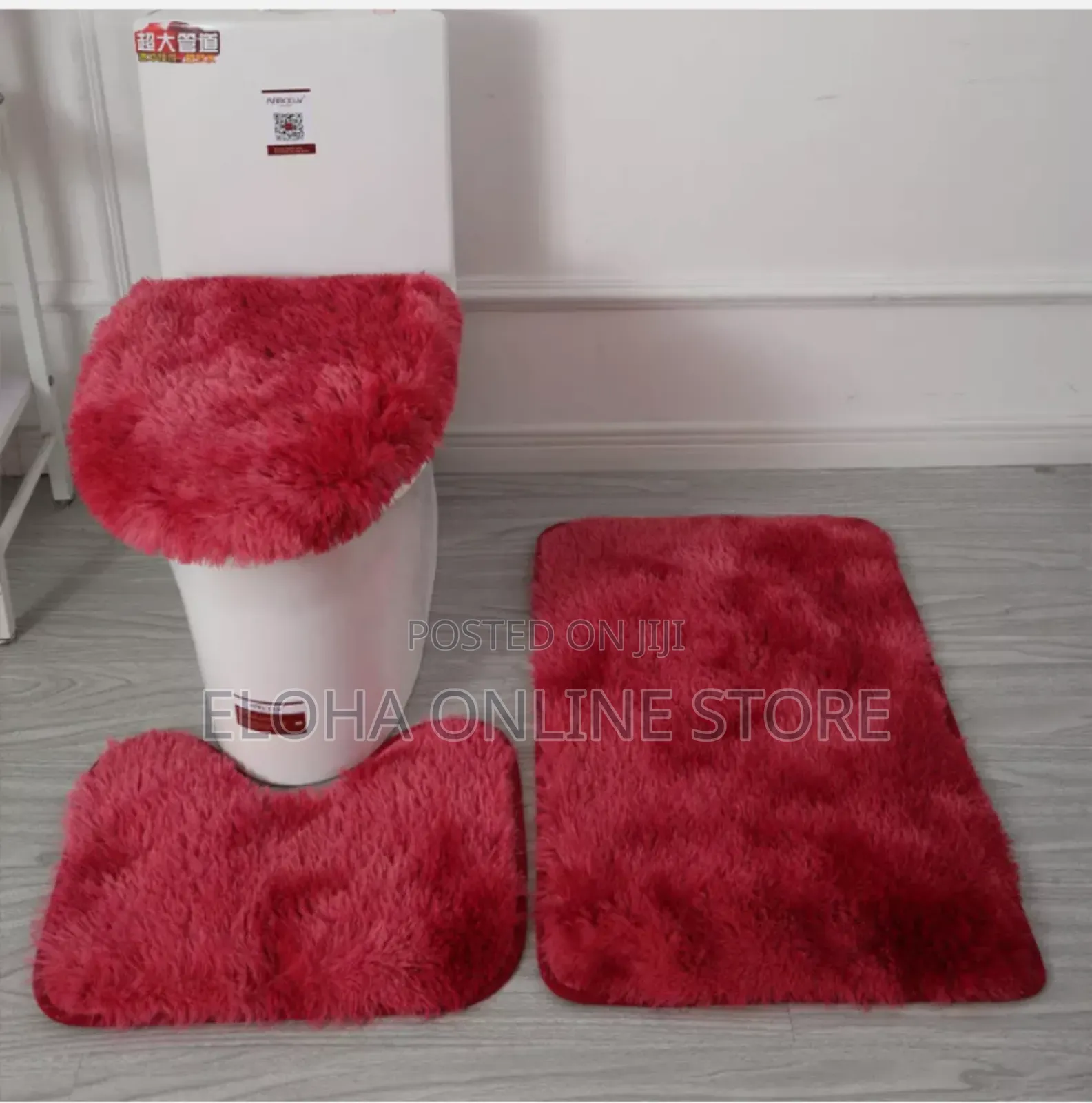 3-Piece Solid Bathroom Bath Mat Contour Rug Set