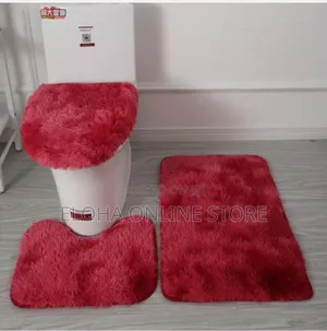 3-Piece Solid Bathroom Bath Mat Contour Rug Set