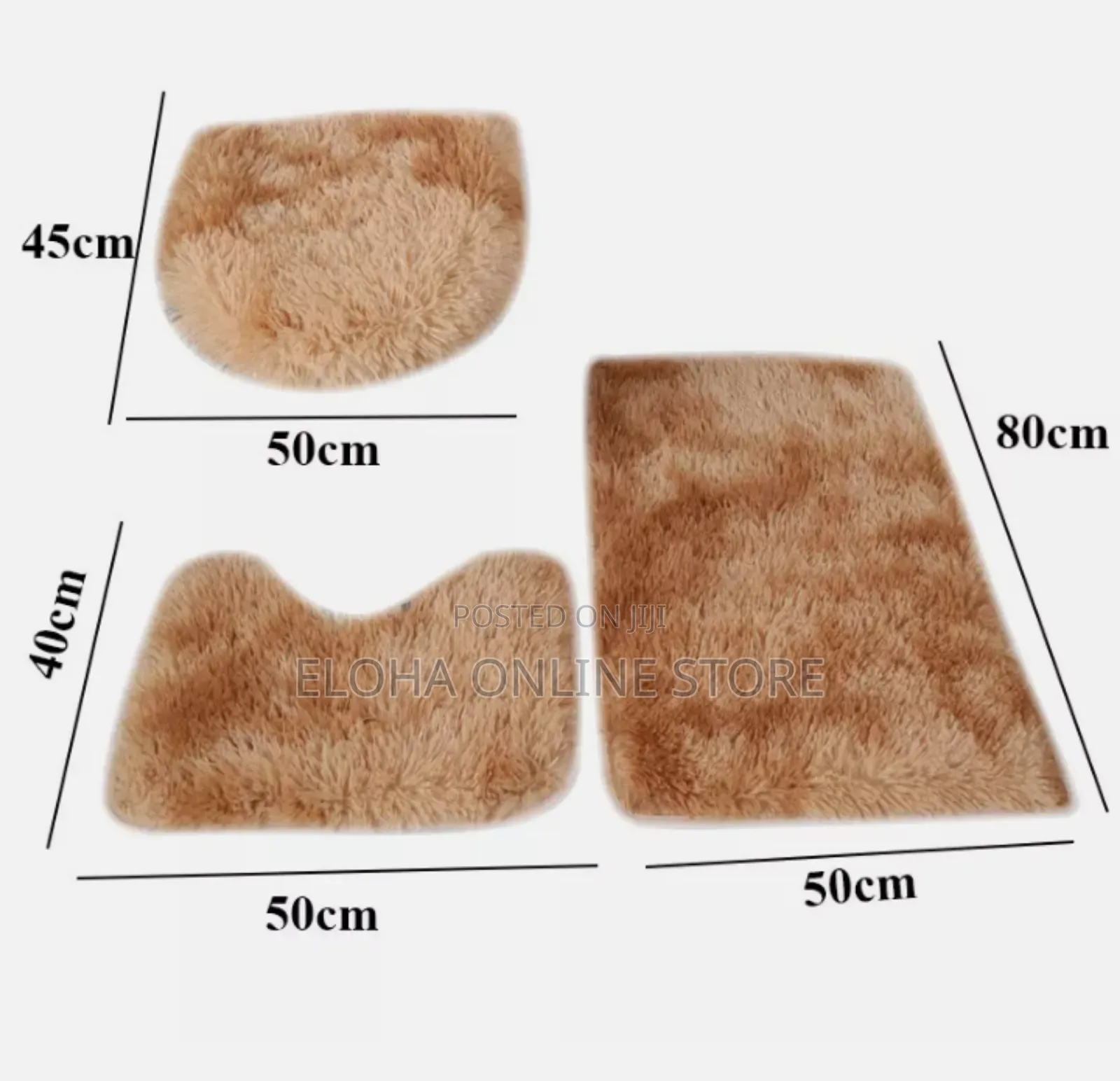 3-Piece Solid Bathroom Bath Mat Contour Rug Set