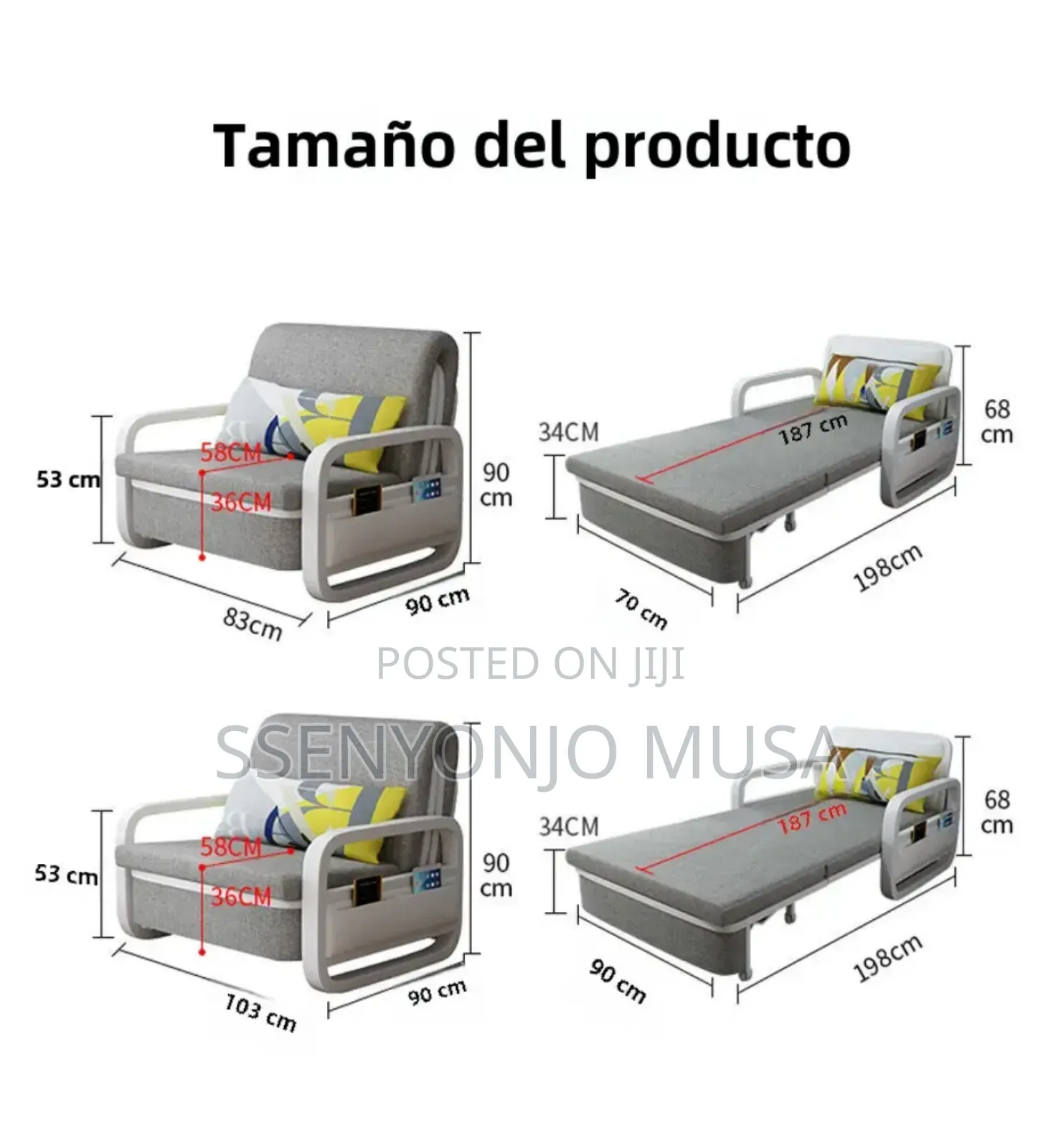 Folding Sofa Bed - 3by6 Convertible Futon Couch Bed for Kids