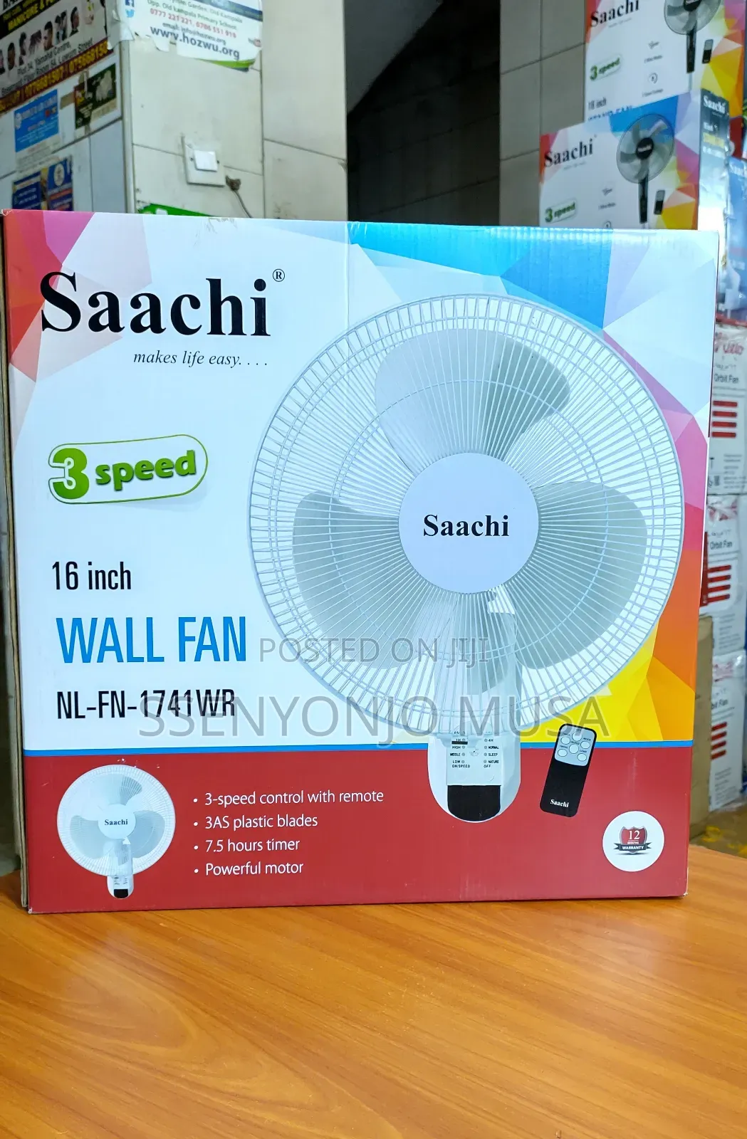 Saachi Nl-Fn-1741wr 16" Wall Fan - 3-Speed, Remote Control