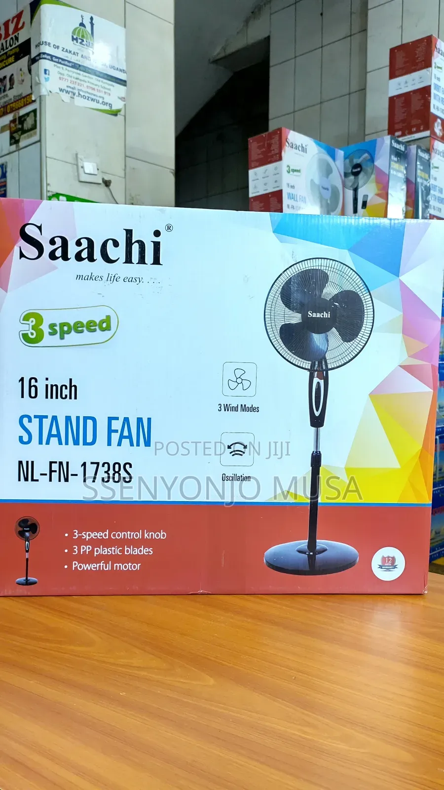Saachi Stand Fan 16 Inches - 3-Speed, 3 Wind Modes