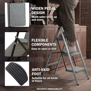 3-Step Folding Step Stool - Anti-Slip Pedal, Lightweight