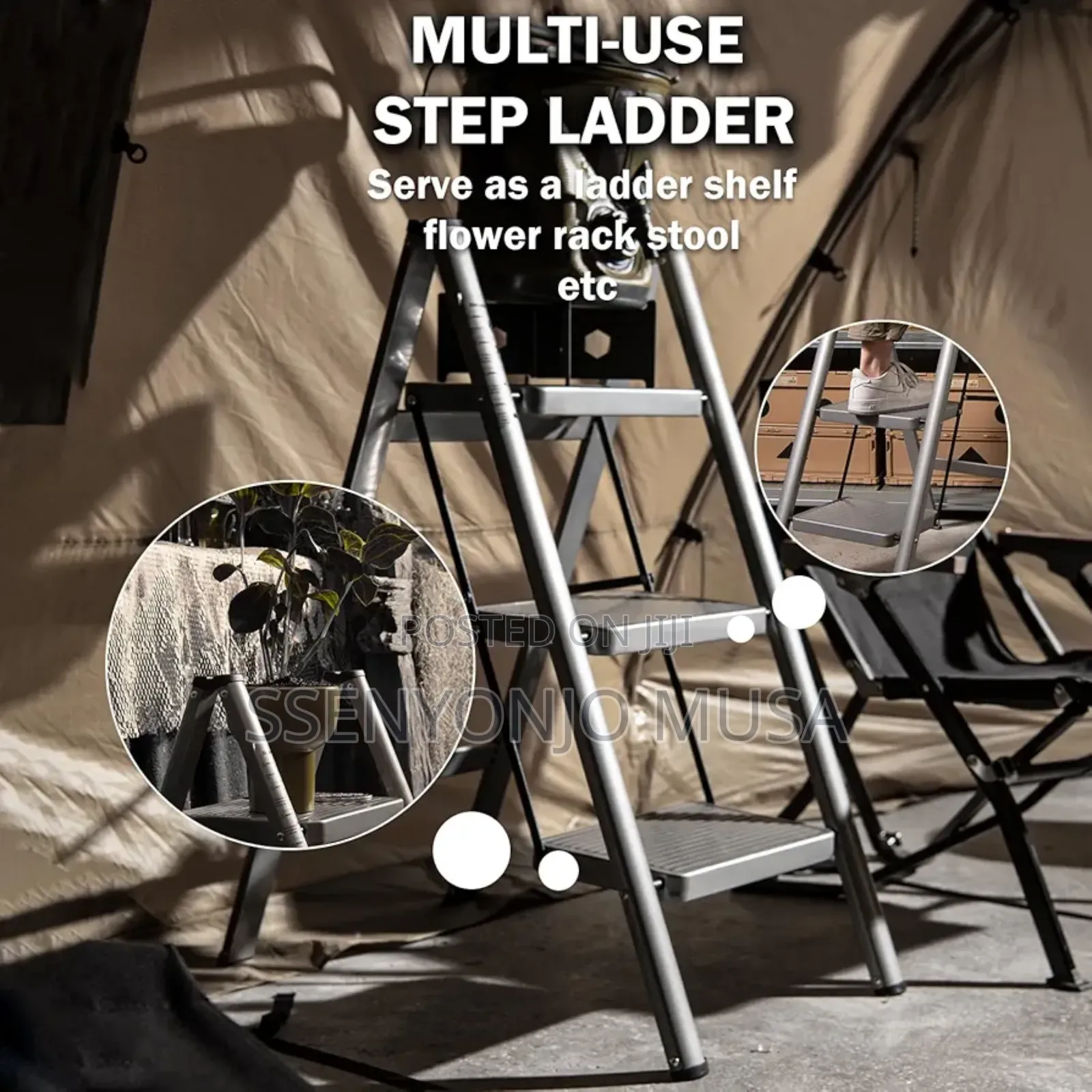 3-Step Folding Step Stool - Anti-Slip Pedal, Lightweight