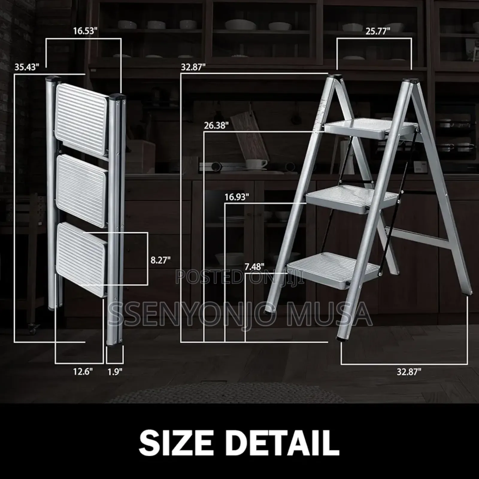 3-Step Folding Step Stool - Anti-Slip Pedal, Lightweight