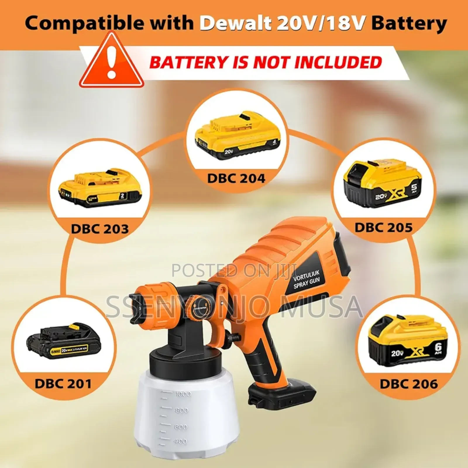 Cordless Paint Sprayer Gun - 20v Max, Portable Hvlp, 33.8