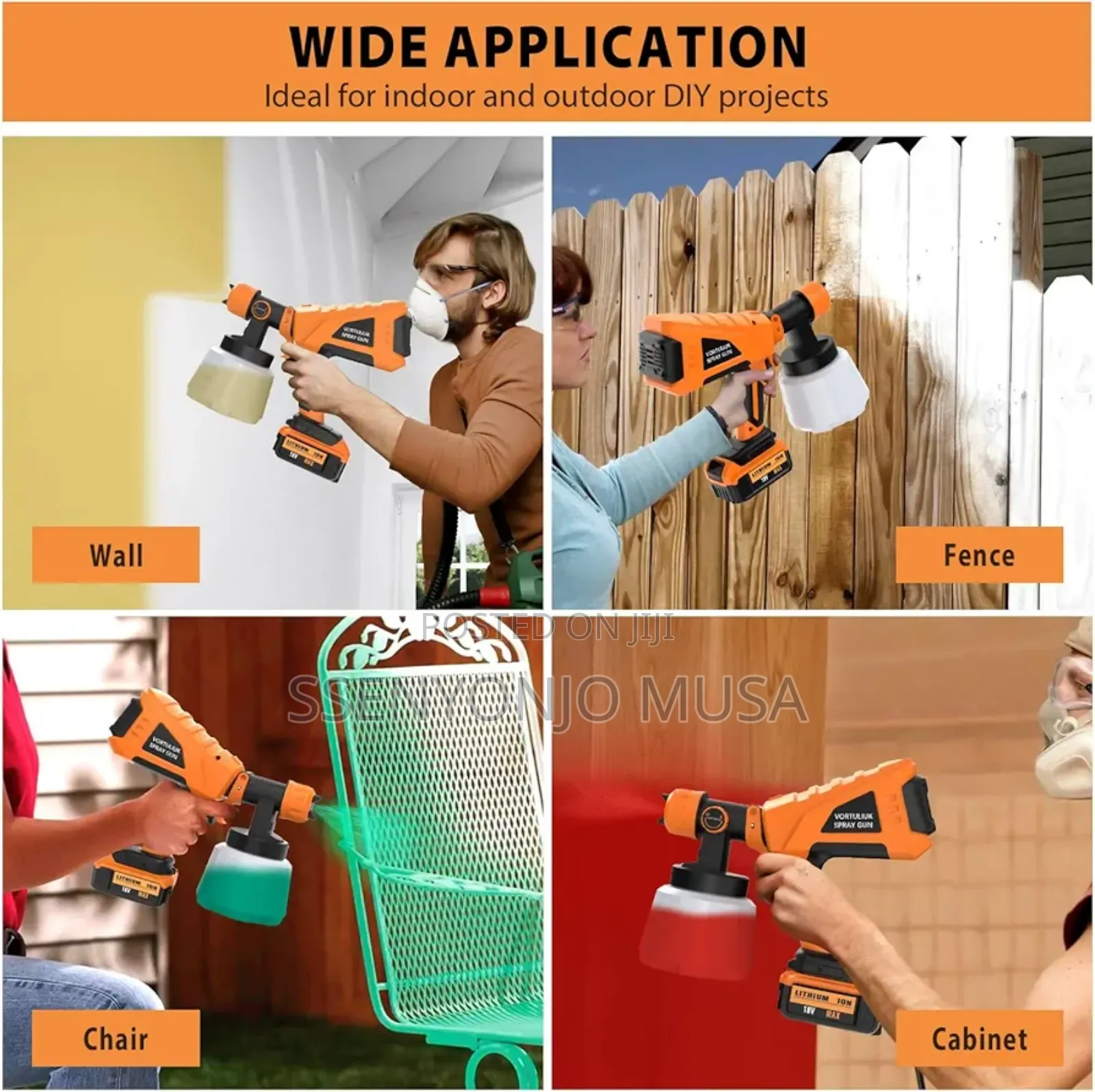 Cordless Paint Sprayer Gun - 20v Max, Portable Hvlp, 33.8