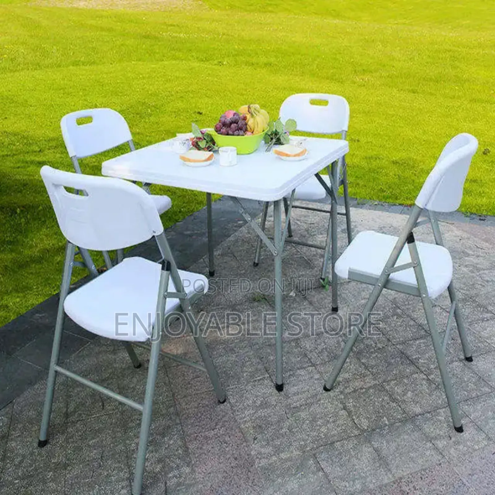 Outdoor Plastic Table and 4 Chairs Folding
