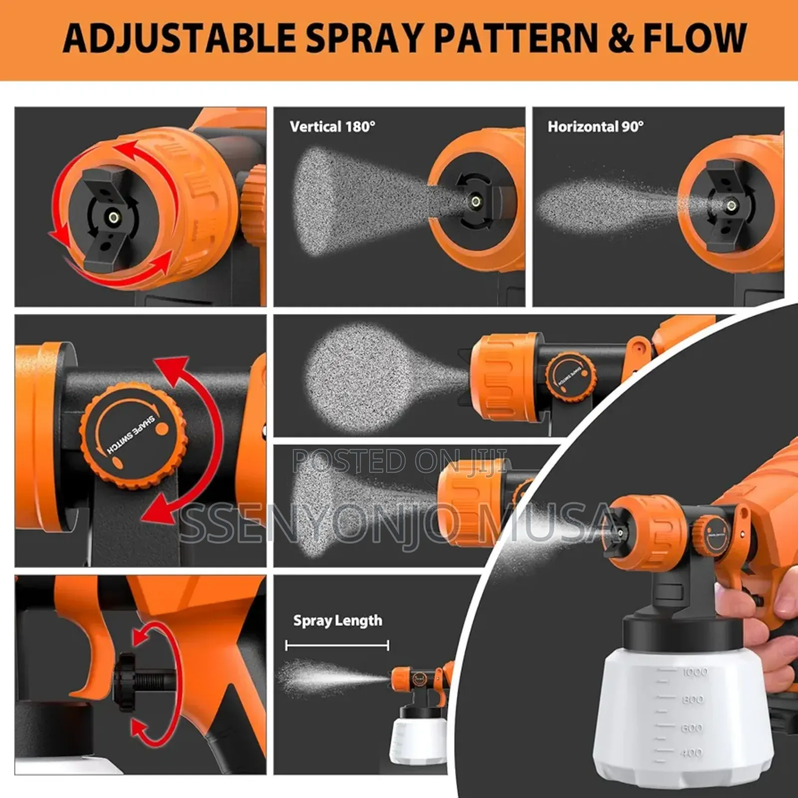 Cordless Paint Sprayer Gun - 20v Max, Portable Hvlp, 33.8