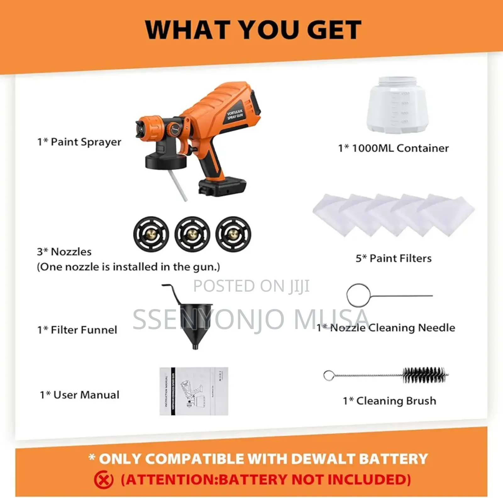 Cordless Paint Sprayer Gun - 20v Max, Portable Hvlp, 33.8