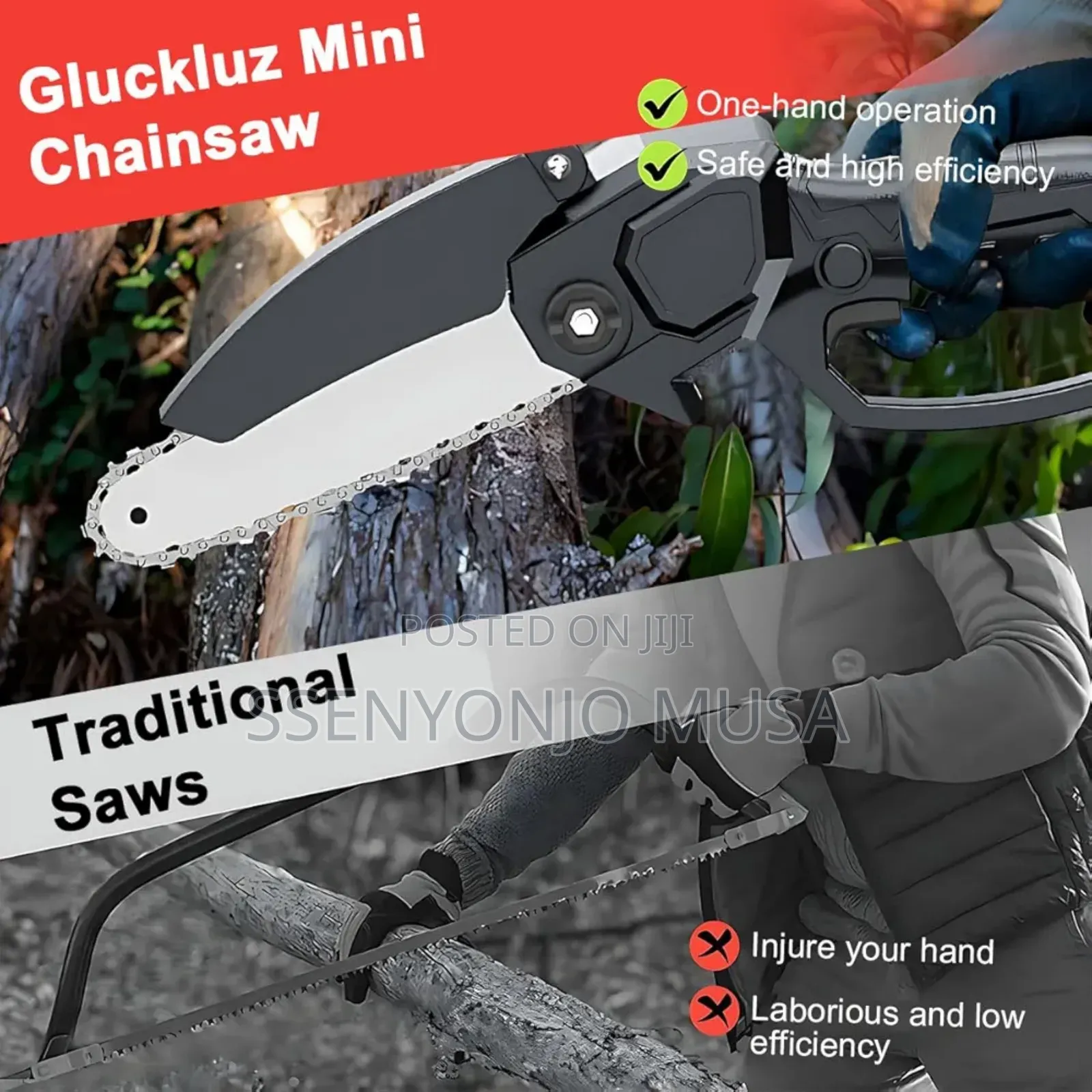 Mini Cordless Chainsaw-6 Inch, 24v, 2 Rechargeable Batteries