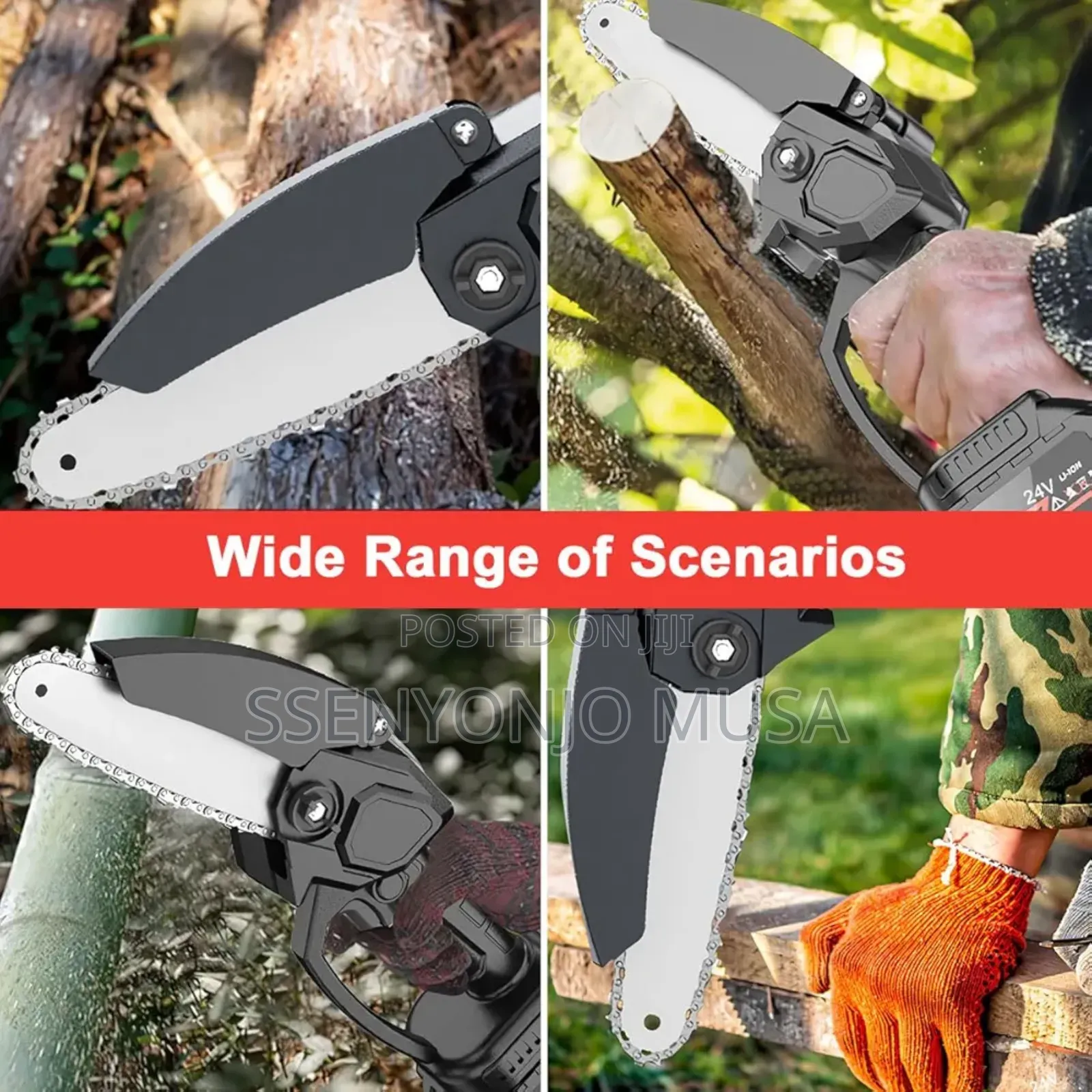 Mini Cordless Chainsaw-6 Inch, 24v, 2 Rechargeable Batteries