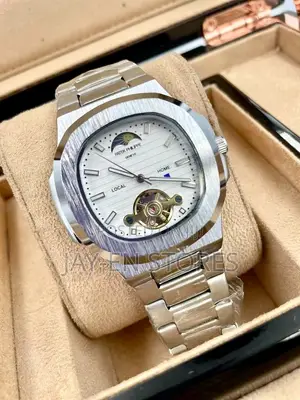 Silver Black Patek Philippe Geneve Local Home Watch 