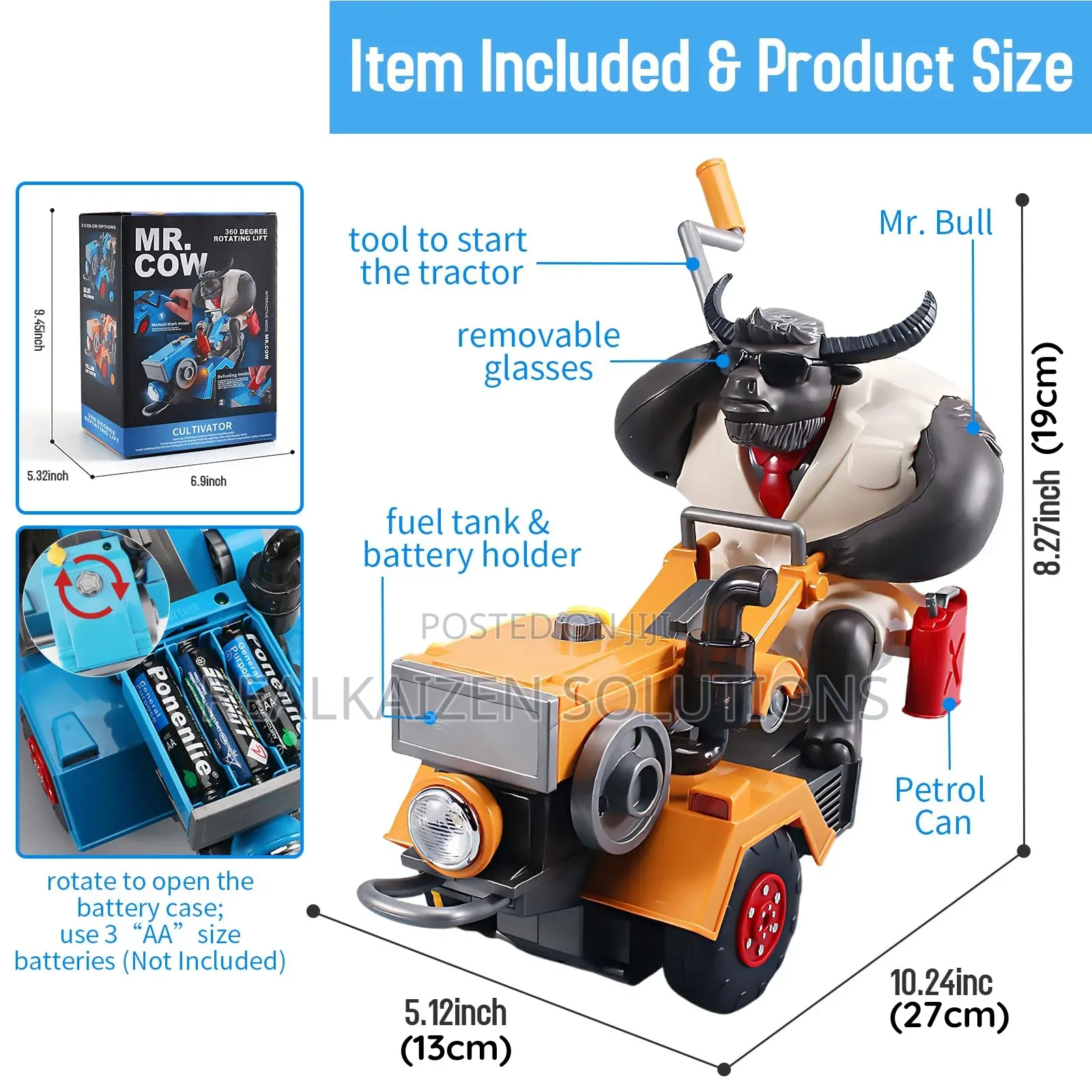 Mr Cow Power Electric Hand Cultivator Tractor Kids Toy