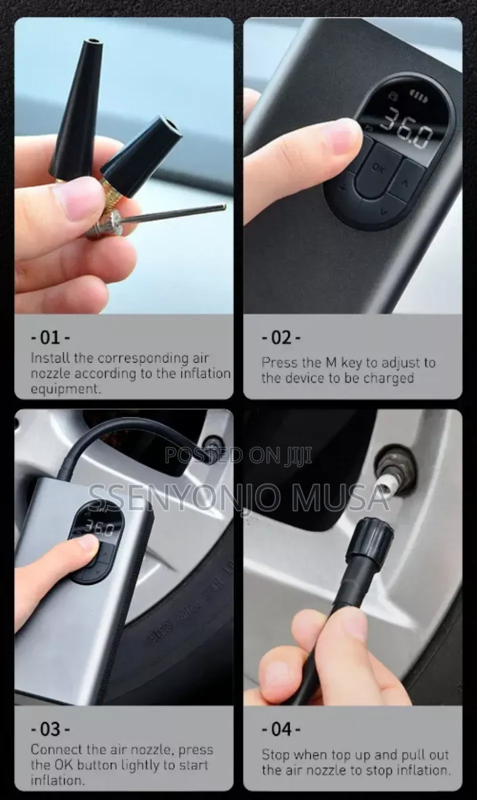 Baseus Portable Air Compressor Inflator -Handheld, Led Light