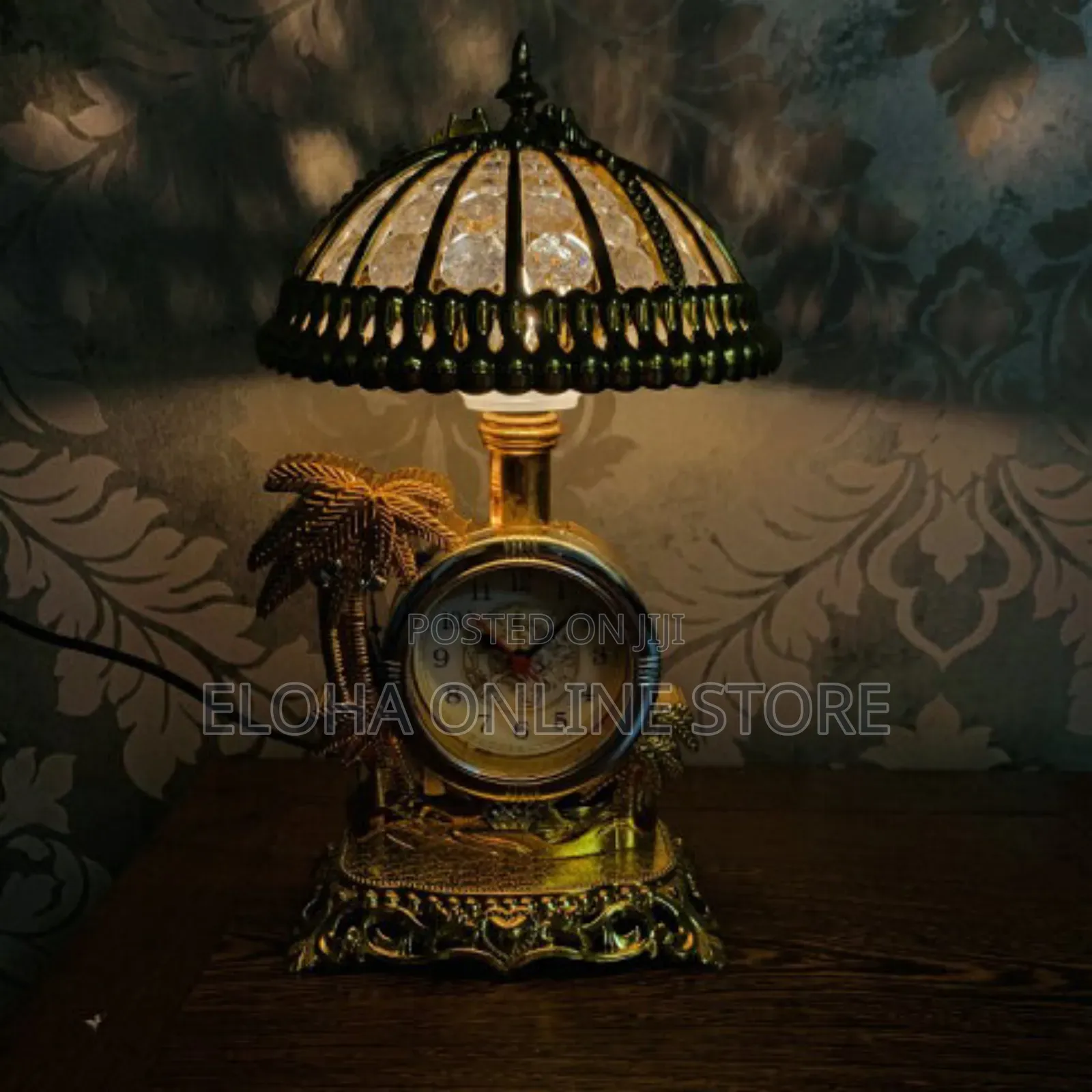 Classic Art Bedside Lamp With Alarm Clock