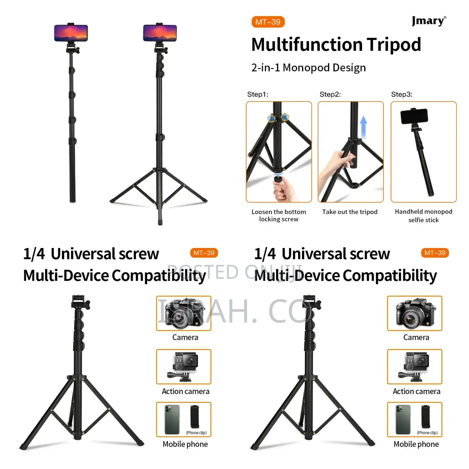 Jmary Mt-39 2-in-1 Portable Tripod and Selfie Stick