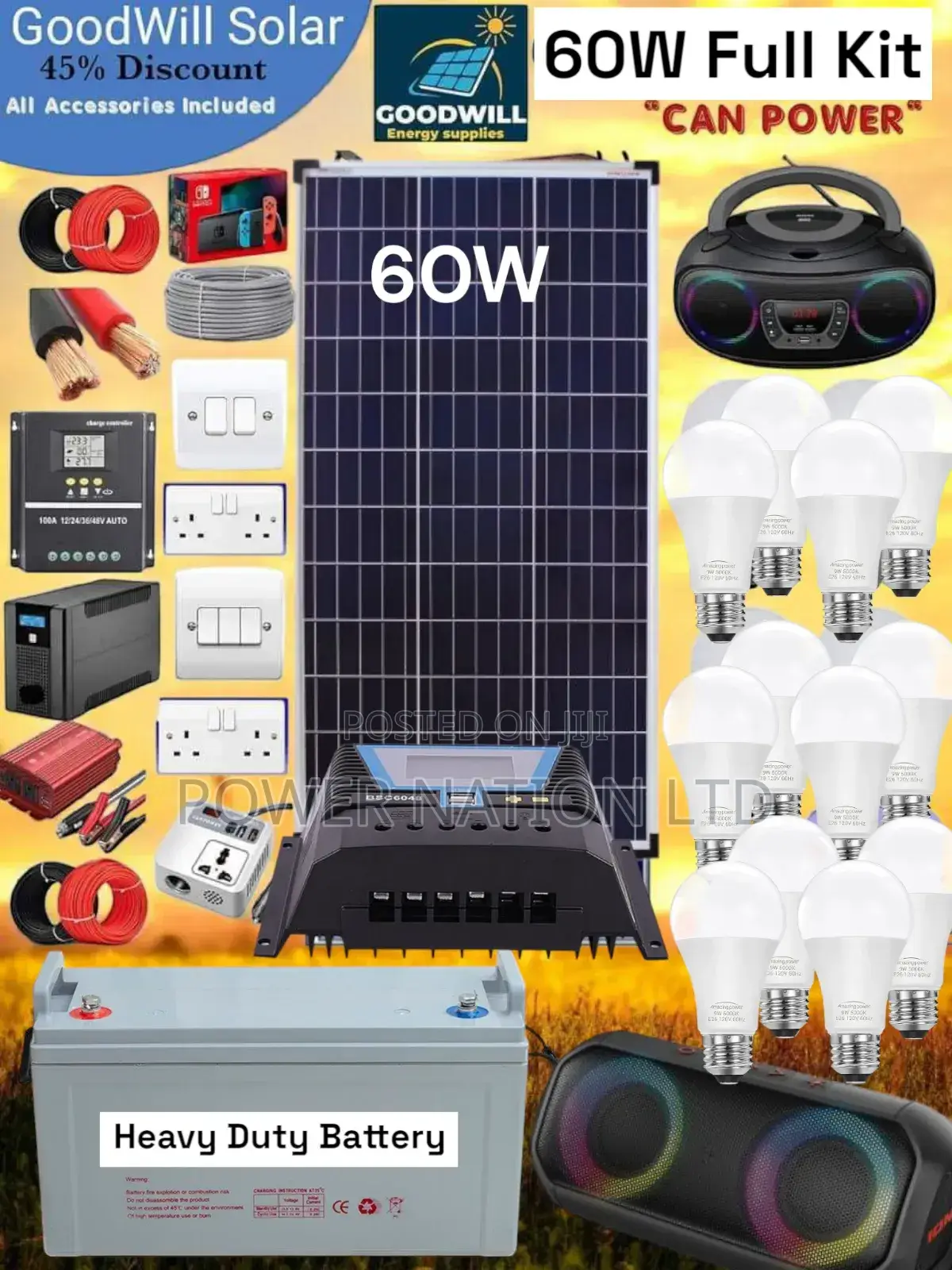 60w Solar Kit (60w Commercial Solar Energy System Full Kit )