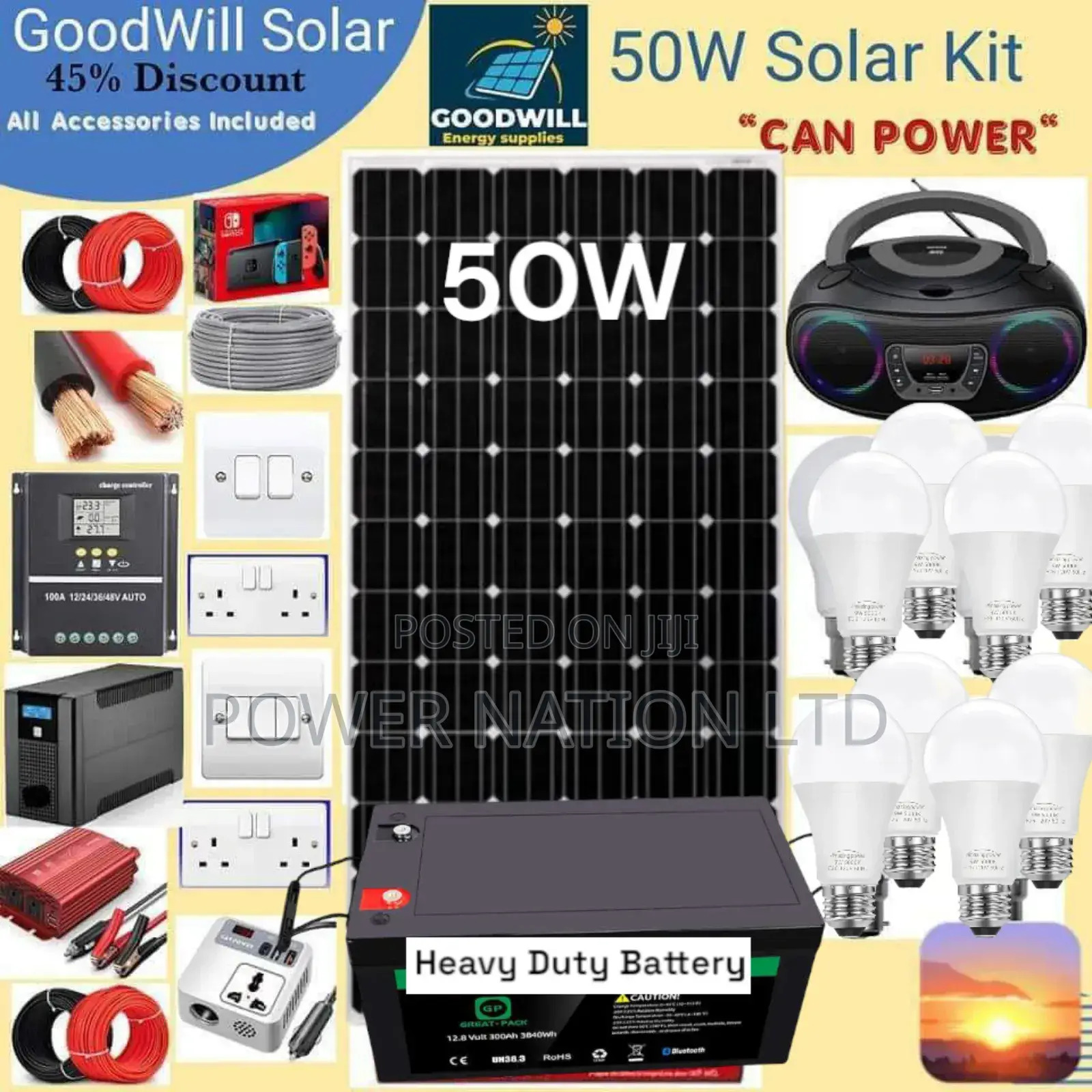 50w Solar Kit (50w Commercial Solar Energy System Full Kit)