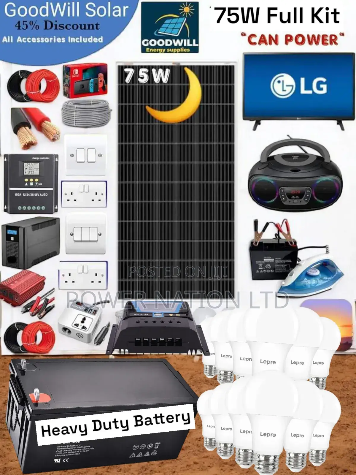 75w Solar Kit (75w Commercial Solar Energy System Full Kit)