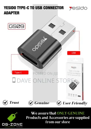 Yesido Gs09 Usb Male to Type C Female Adapter Otg Connector