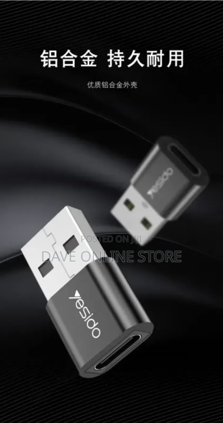 Yesido Gs09 Usb Male to Type C Female Adapter Otg Connector