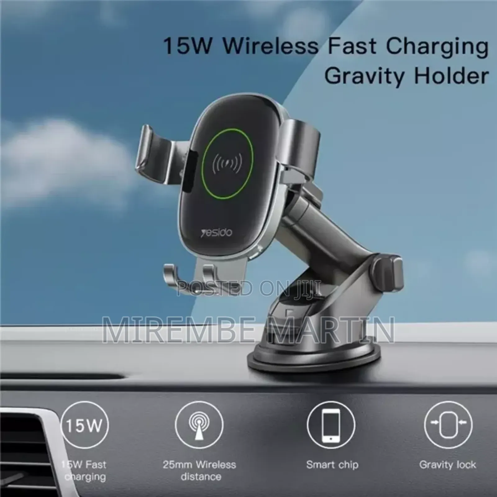 Yesido C123 Wireless Car Charger - Hands-Free, Fast Charging